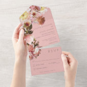 Roze Blush Rozen Geen diner All In One Uitnodiging (Afscheurbaar)