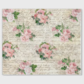 Roze Blush Rozen Oude Brief Decoupage  Cadeaupapier (Vlak)