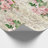 Roze Blush Rozen Oude Brief Decoupage  Cadeaupapier (Hoek)