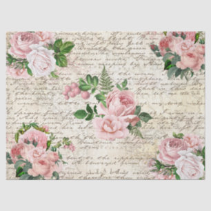 Roze Blush Rozen Oude Decoupage van de Brief Tissuepapier