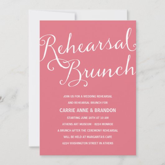Roze Blush | Rustic Chic Rehearsal Brunch Kaart (Voorkant)