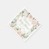Roze Blush Sage Floral gepersonaliseerd Baby showe Servet (Hoek)