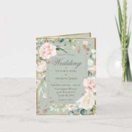 Roze Blush Sage Waterverf Romantic Floral Wedding