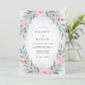 Roze Blush Salie Krans Bruiloft Kaart (Staand voorkant)