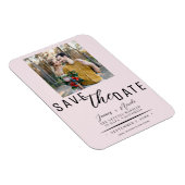 Roze Blush Save the Date Foto Huwelijk Magneet (Rechterzijde)