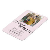 Roze Blush Save the Date Foto Huwelijk Magneet (Linkerzijde)