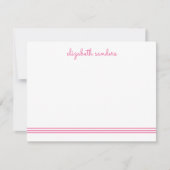 Roze Blush Script Triple Stripe Modern Trendy Notitiekaartje (Voorkant)