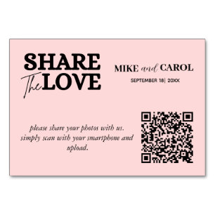 Roze Blush Share The Love Photo Qr Code Weddenscha Kaart