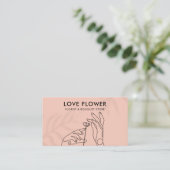 Roze Blush Simple Hands Caress Flower Visitekaartje (Staand voorkant)