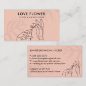 Roze Blush Simple Hands Caress Flower Visitekaartje (Voorkant / Achterkant)
