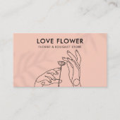 Roze Blush Simple Hands Caress Flower Visitekaartje (Voorkant)