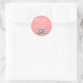 Roze Blush Simple Made with Love Logo Sjabloon Ronde Sticker (Tas)