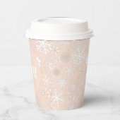 Roze Blush Snowflake ONE Paper Cup Papieren Bekers (Links)