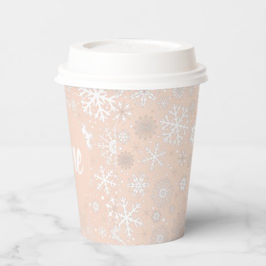 Roze Blush Snowflake ONE Paper Cup Papieren Bekers (Links)