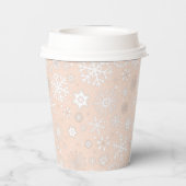Roze Blush Snowflake ONE Paper Cup Papieren Bekers (Achterkant)