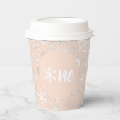 Roze Blush Snowflake ONE Paper Cup Papieren Bekers (Voorkant)