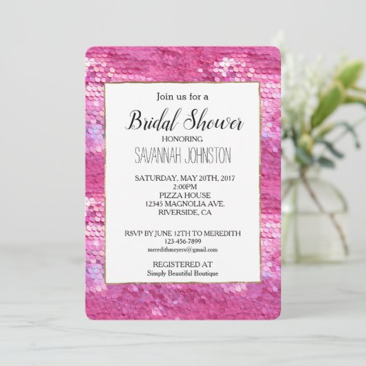 Roze Blush Sparkle Kaart (Staand voorkant)