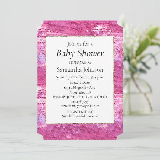 Roze Blush Sparkle Zeemeermin Kaart (Staand voorkant)