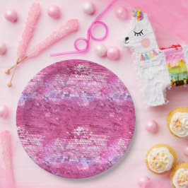 Roze Blush Sparkle Zeemeermin Papieren Bordje