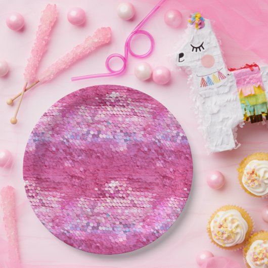 Roze Blush Sparkle Zeemeermin Papieren Bordje (Feest)