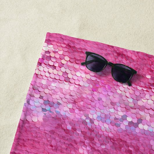 Roze Blush Sparkle Zeemeermin Strandlaken (In situ)