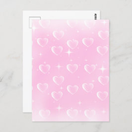 Roze blush sprankeling en harten briefkaart