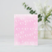 Roze blush sprankeling en harten briefkaart (Staand voorkant)