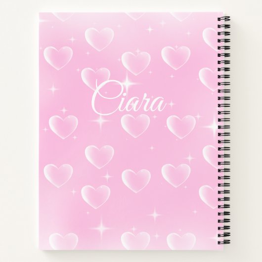 Roze blush sprankeling en harten notitieboek (Achterkant)