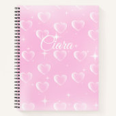 Roze blush sprankeling en harten notitieboek (Voorkant)