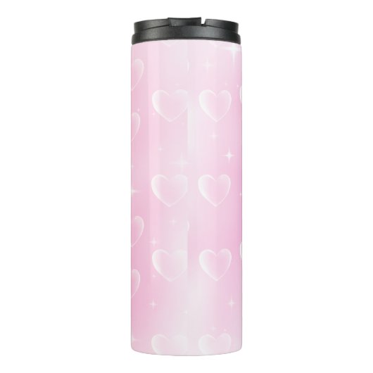 Roze blush sprankeling en harten thermosbeker (Achterkant)