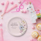 Roze Blush Spring Wildbloemen TuinVrijgezellenfees Papieren Bordje (Feest)