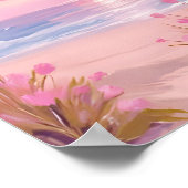 Roze Blush Strand Zonsondergang Pastel Waterverf Poster (Hoek)