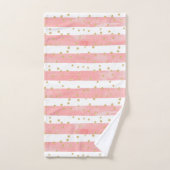 Roze Blush Stripes | Faux Gold Confetti Bad Handdoek (Handdoek)