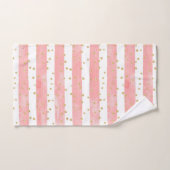 Roze Blush Stripes | Faux Gold Confetti Bad Handdoek (Handdoek)