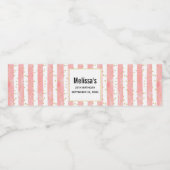 Roze Blush Stripes | Faux Gold Confetti Birthday Waterfles Etiket (Enkel label)
