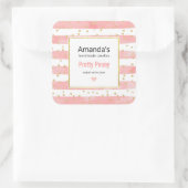 Roze Blush Stripes | Faux Gold Confetti Candle Biz Vierkante Sticker (Tas)