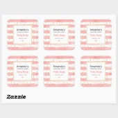 Roze Blush Stripes | Faux Gold Confetti Candle Biz Vierkante Sticker (Vel)