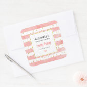 Roze Blush Stripes | Faux Gold Confetti Candle Biz Vierkante Sticker (Envelop)