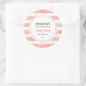 Roze Blush Stripes | Faux Gold Confetti Candle Ronde Sticker (Tas)