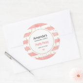 Roze Blush Stripes | Faux Gold Confetti Candle Ronde Sticker (Envelop)