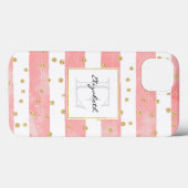 Roze Blush Stripes | Faux Gold Confetti Case-Mate iPhone Case (Achterkant (horizontaal))