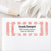 Roze Blush Stripes | Faux Gold Confetti Etiket (Insitu)