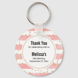 Roze Blush Stripes | Faux Gold Confetti Favor Sleutelhanger