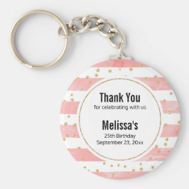 Roze Blush Stripes | Faux Gold Confetti Favor Sleutelhanger