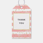 Roze Blush Stripes | Faux Gold Confetti Hartelijk  Cadeaulabel (Voorkant)