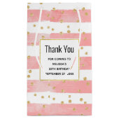 Roze Blush Stripes | Faux Gold Confetti Hartelijk  Klein Cadeauzakje (Achterkant)