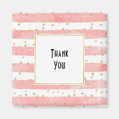 Roze Blush Stripes | Faux Gold Confetti Hartelijk  Magneet (Voorkant)