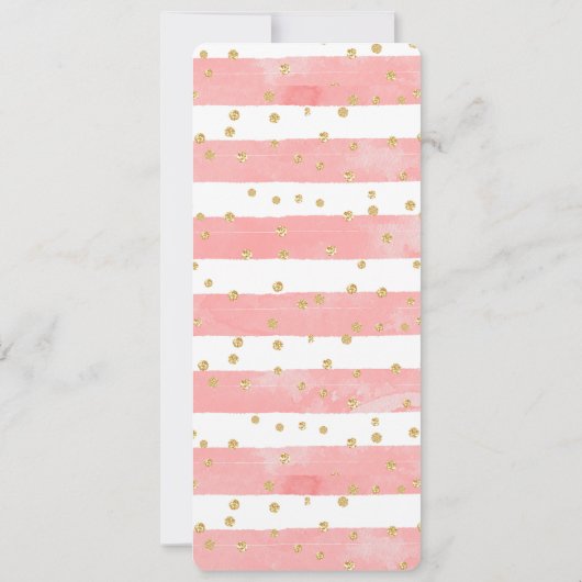 Roze Blush Stripes | Faux Gold Confetti Kaart (Achterkant)