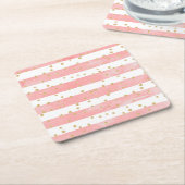 Roze Blush Stripes | Faux Gold Confetti Kartonnen Onderzetters (Schuin)
