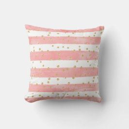 Roze Blush Stripes | Faux Gold Confetti Kussen